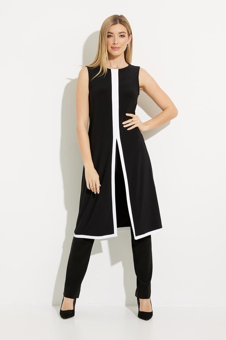 Joseph Ribkoff Sleeveless Pullover Tunic Top Women 8 Black White Business Casual